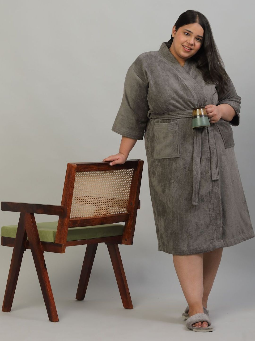 Creeva Cotton Knee Length Bath Robe and Wraps-image-32