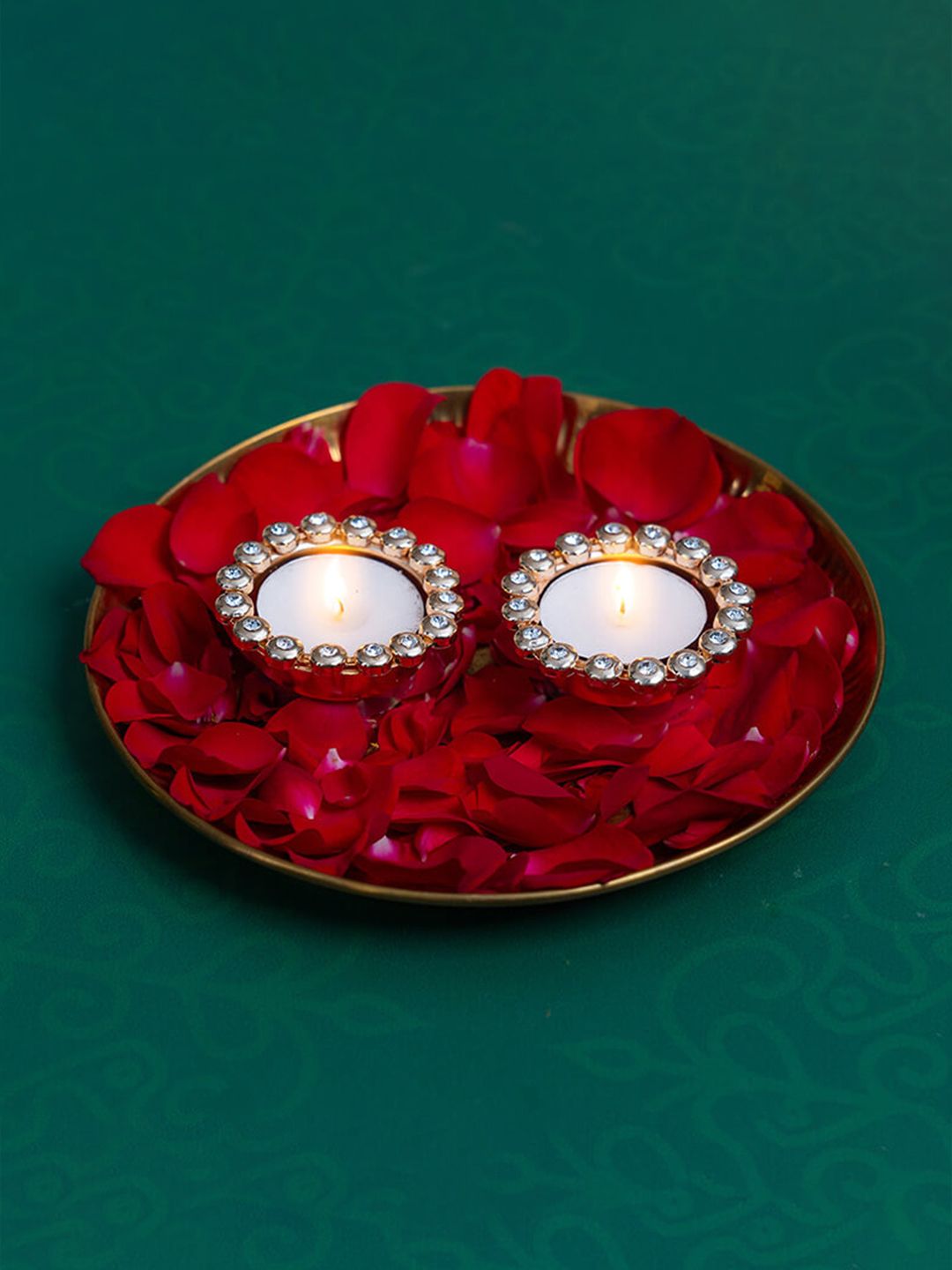 The Gift Studio Gold Toned 2 Pieces Embellished Tea-Light Candle Holders-picture-20