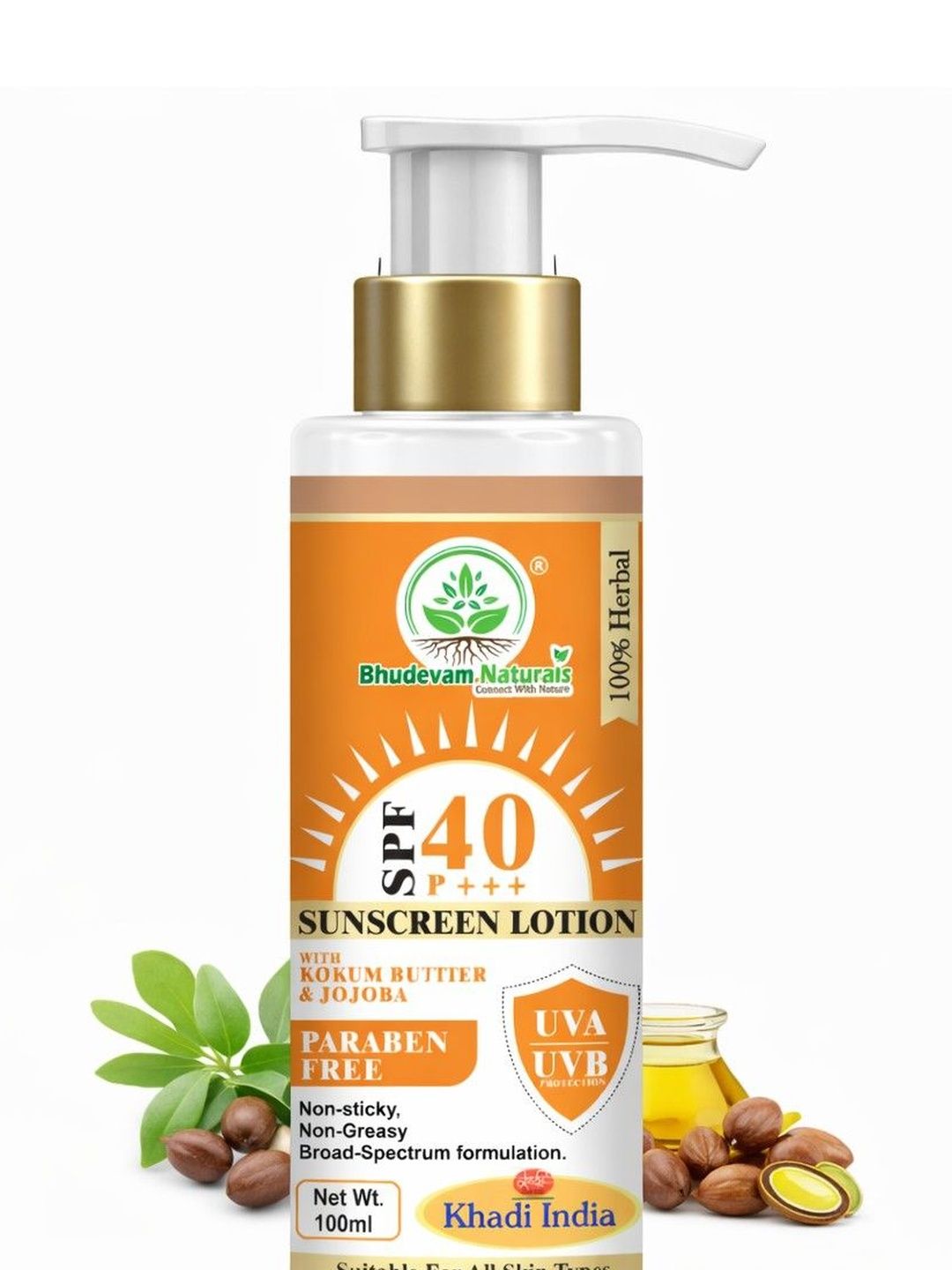 Bhudevam Naturals Non Sticky & Non Greasy SPF 40 Sunscreen Lotion - 100ml-image-11