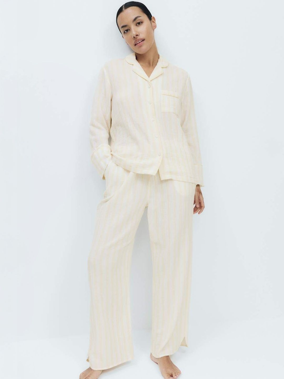 Marks & Spencer Women Striped Revere Pyjama Set-picture-39