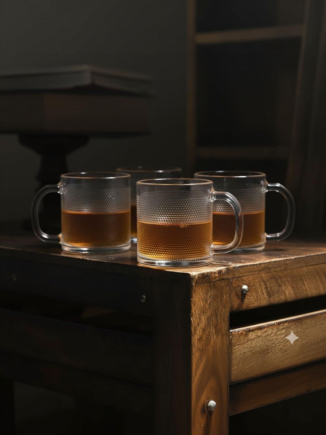 1ST TIME Transparent & White Geometric Solid Glass Transparent Cups Set of Cups and Mugs-image-12