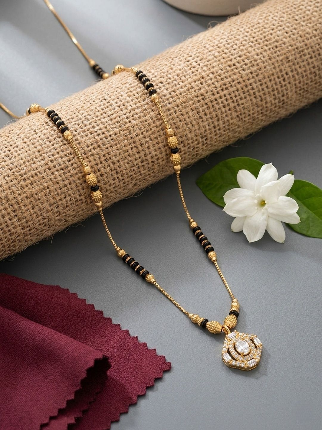 Anouk Gold-Plated Zircon Mangalsutra-image-33