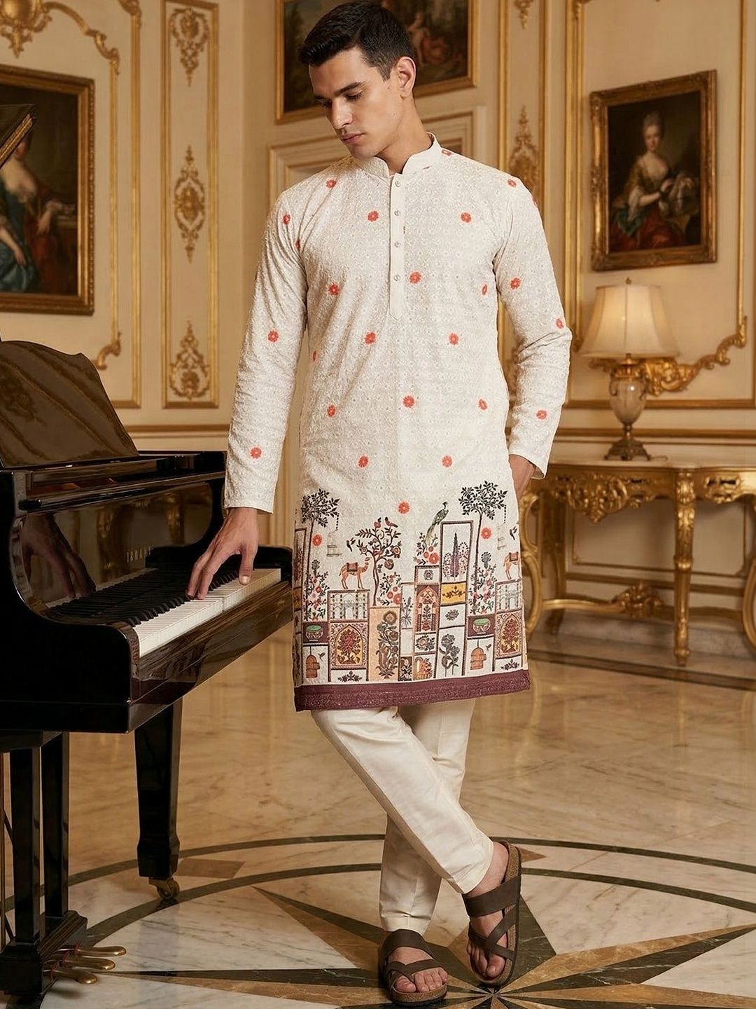 Anouk Men Floral Embroidered Grandeur & Majestic Artwork Kurta-picture-13