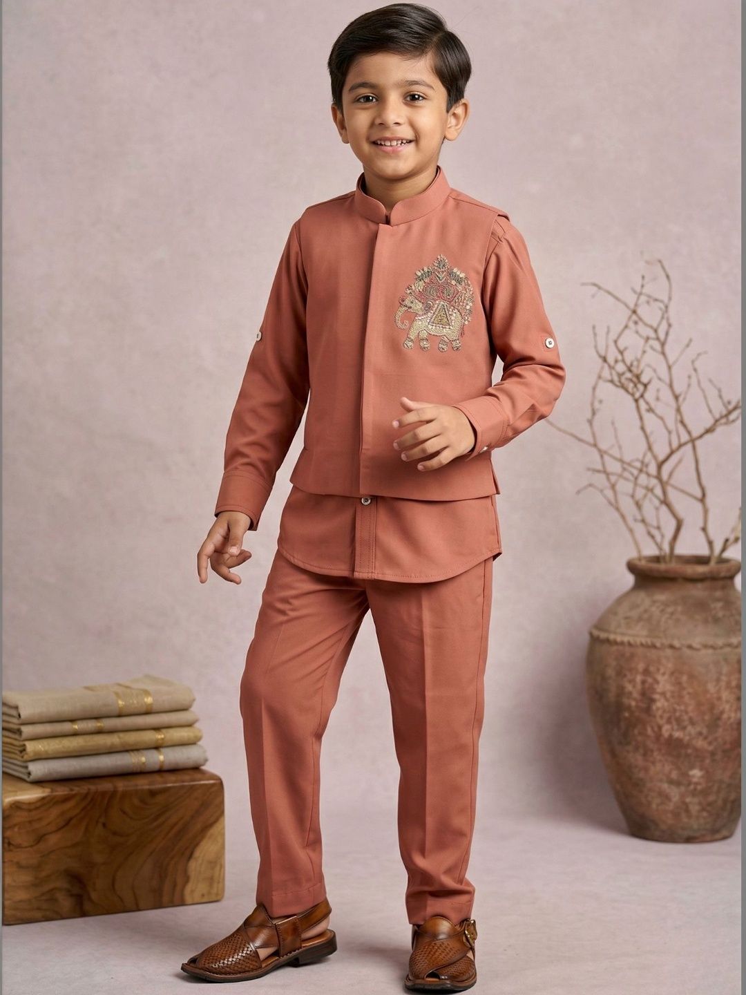 Lagorii Boys Embroidered Kurta with Pyjamas-picture-49
