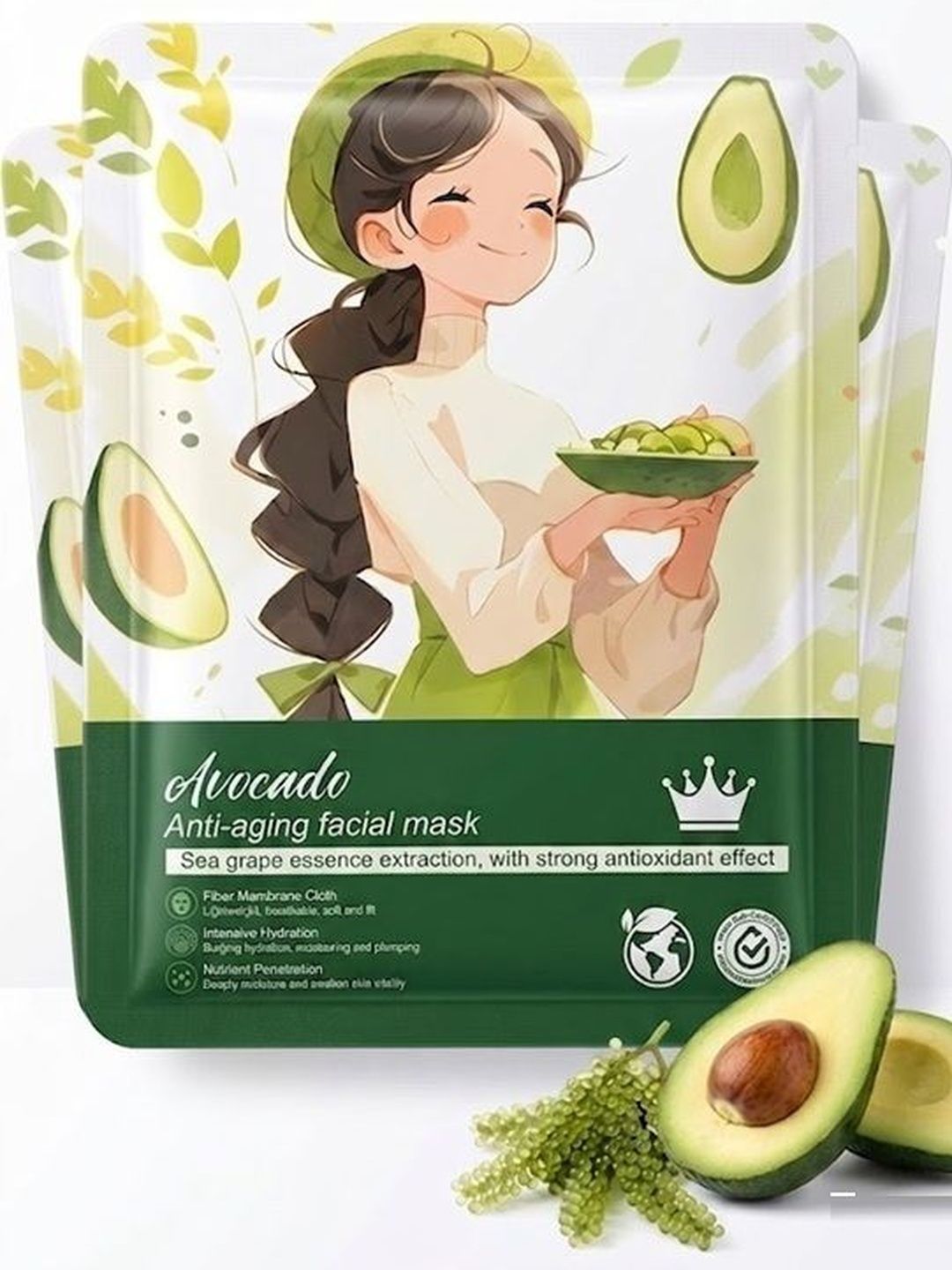 Donnara Organics Set Of 3 Anti Aging Face Sheet Mask With Avocado - 20 g Each-image-18