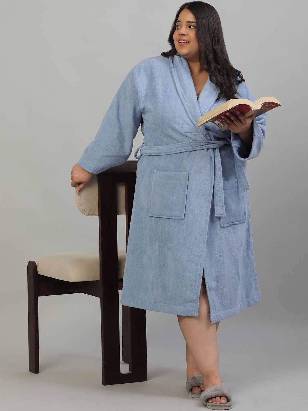 Creeva Cotton Knee Length Bath Robe and Wraps-picture-29