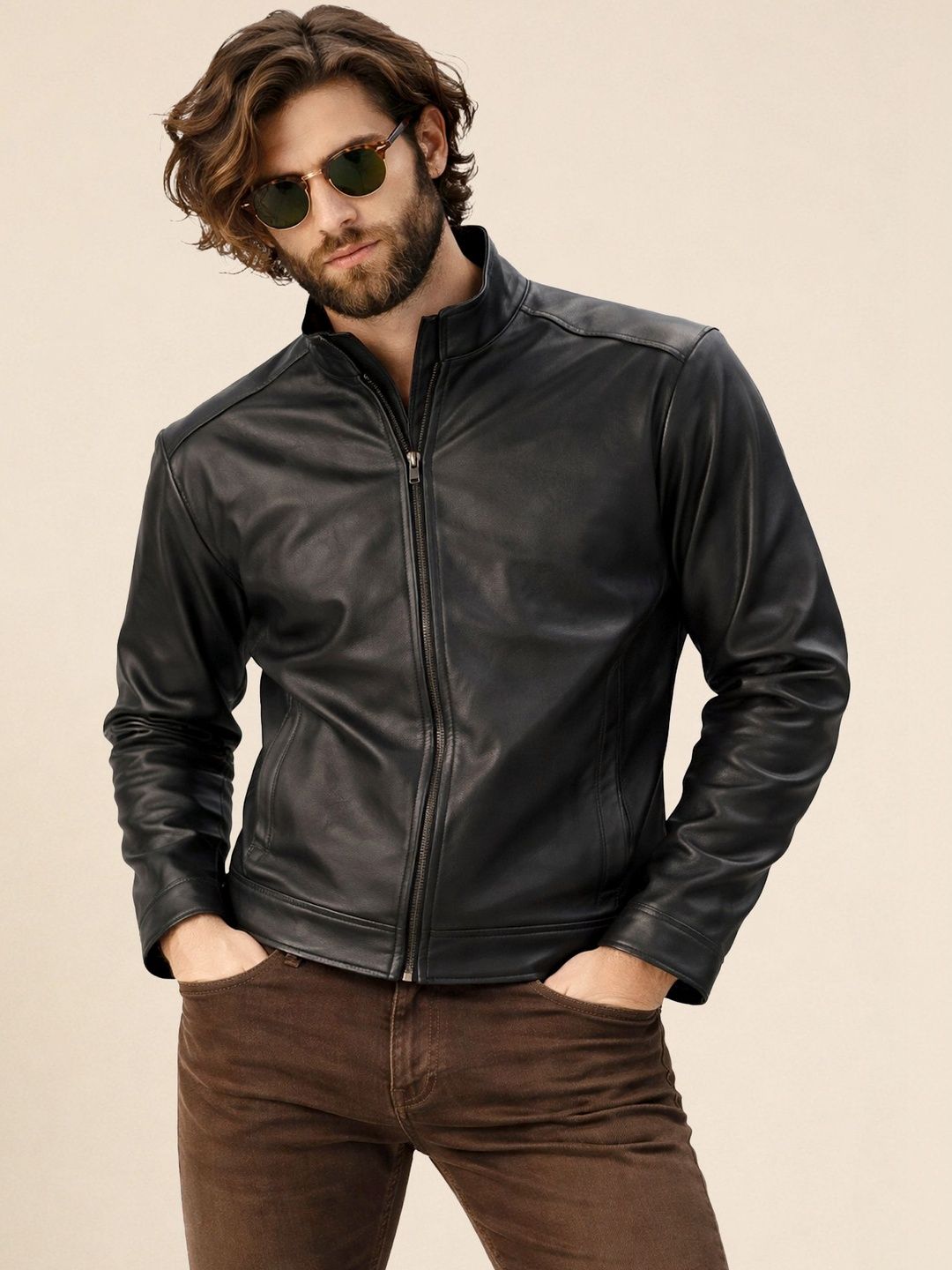 Leather Retail Men Lightweight Biker Jacket-picture-45