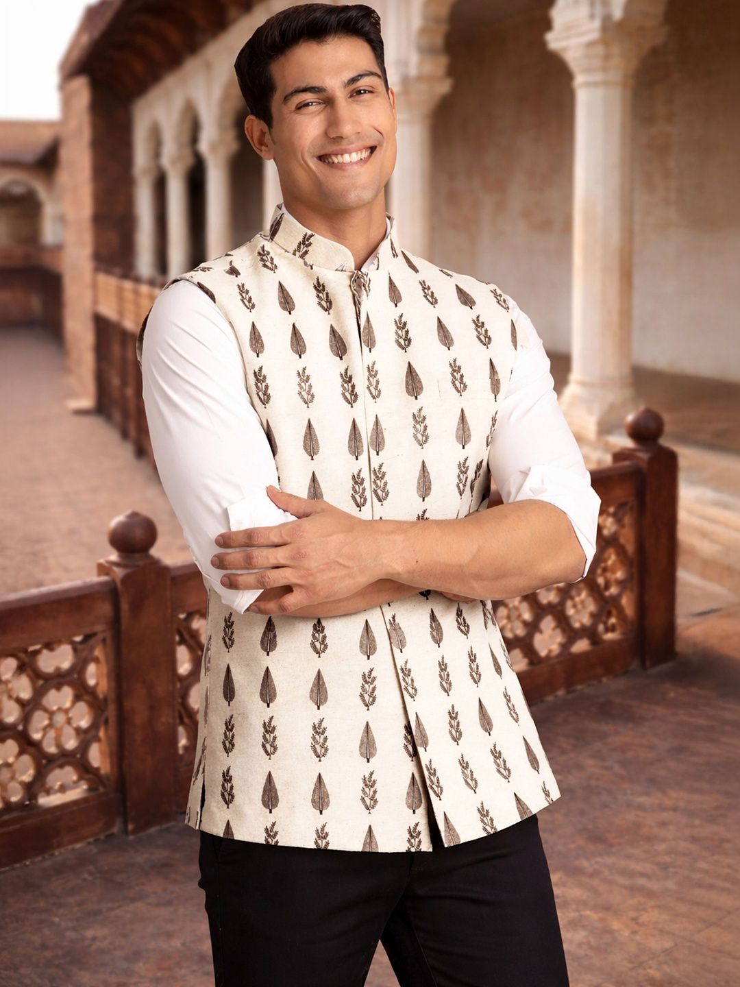 VASTRAMAY Printed Mandarin Collared Nehru Jackets-picture-12