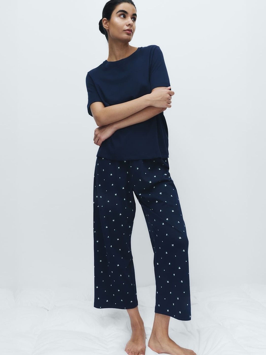 Marks & Spencer Women Round Neck Printed Cropped Pyjama Set-picture-10