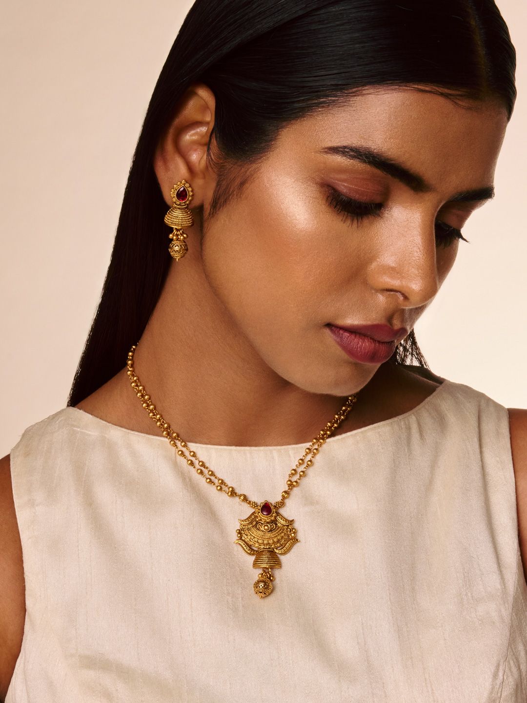 Kushal's Fashion Jewellery Gold-Plated Stone-Studded Jewellery Set-picture-27
