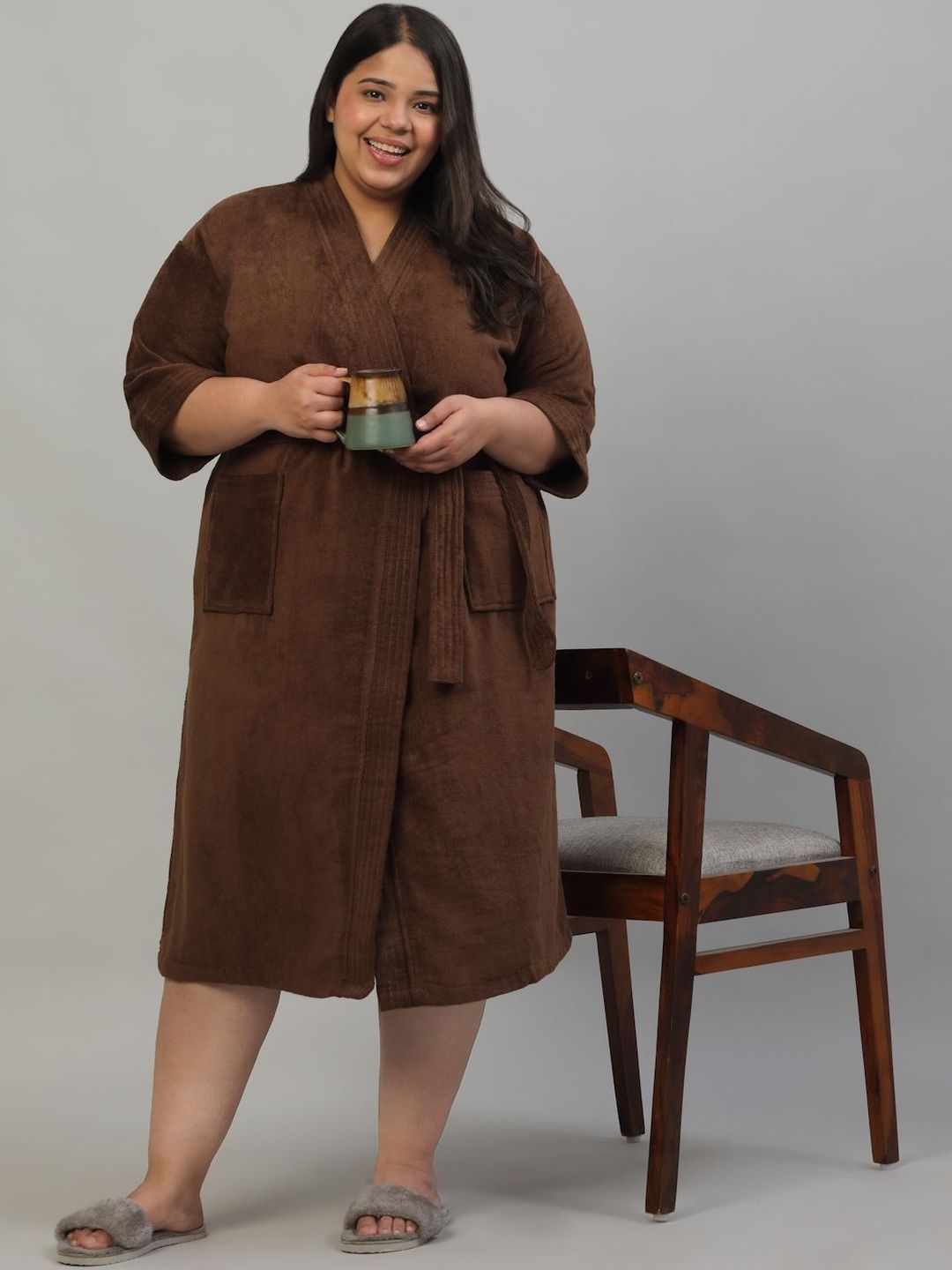 Creeva Cotton Knee Length Bath Robe and Wraps-image-32