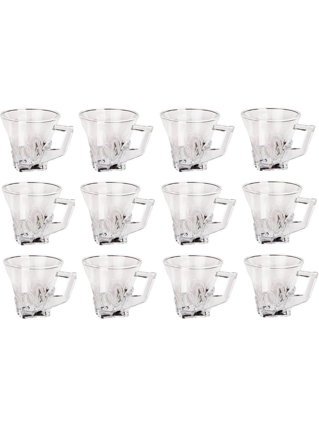1ST TIME Transparent & White Geometric Solid Glass Transparent Cups Set of Cups and Mugs-image-13