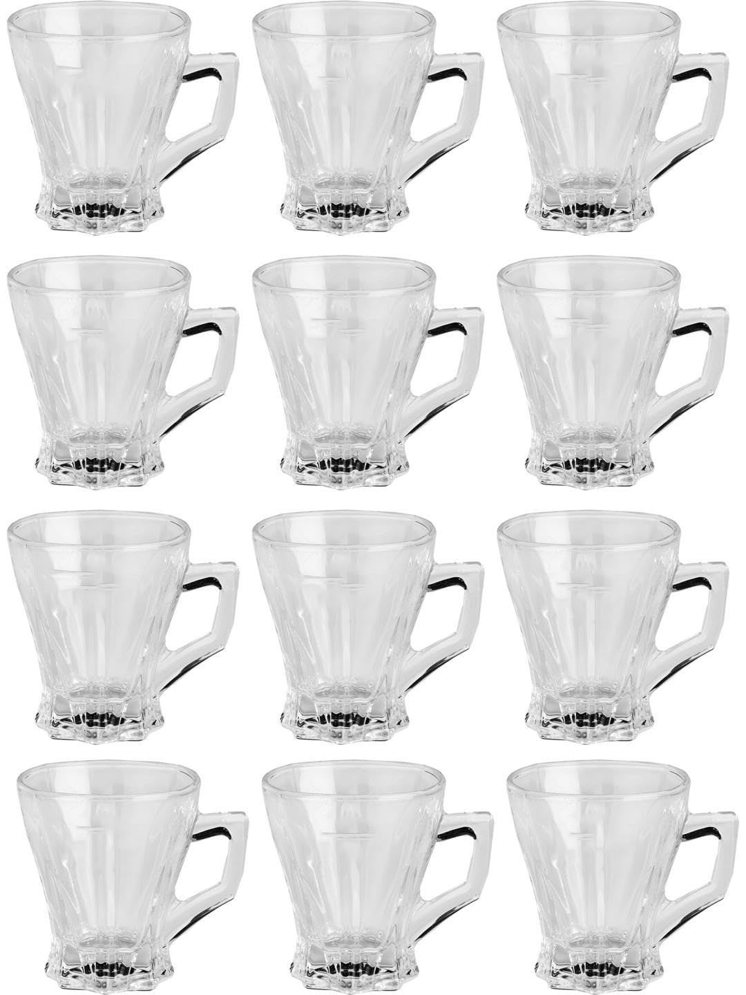 1ST TIME Transparent & White Geometric Solid Glass Transparent Cups Set of Cups and Mugs-picture-50