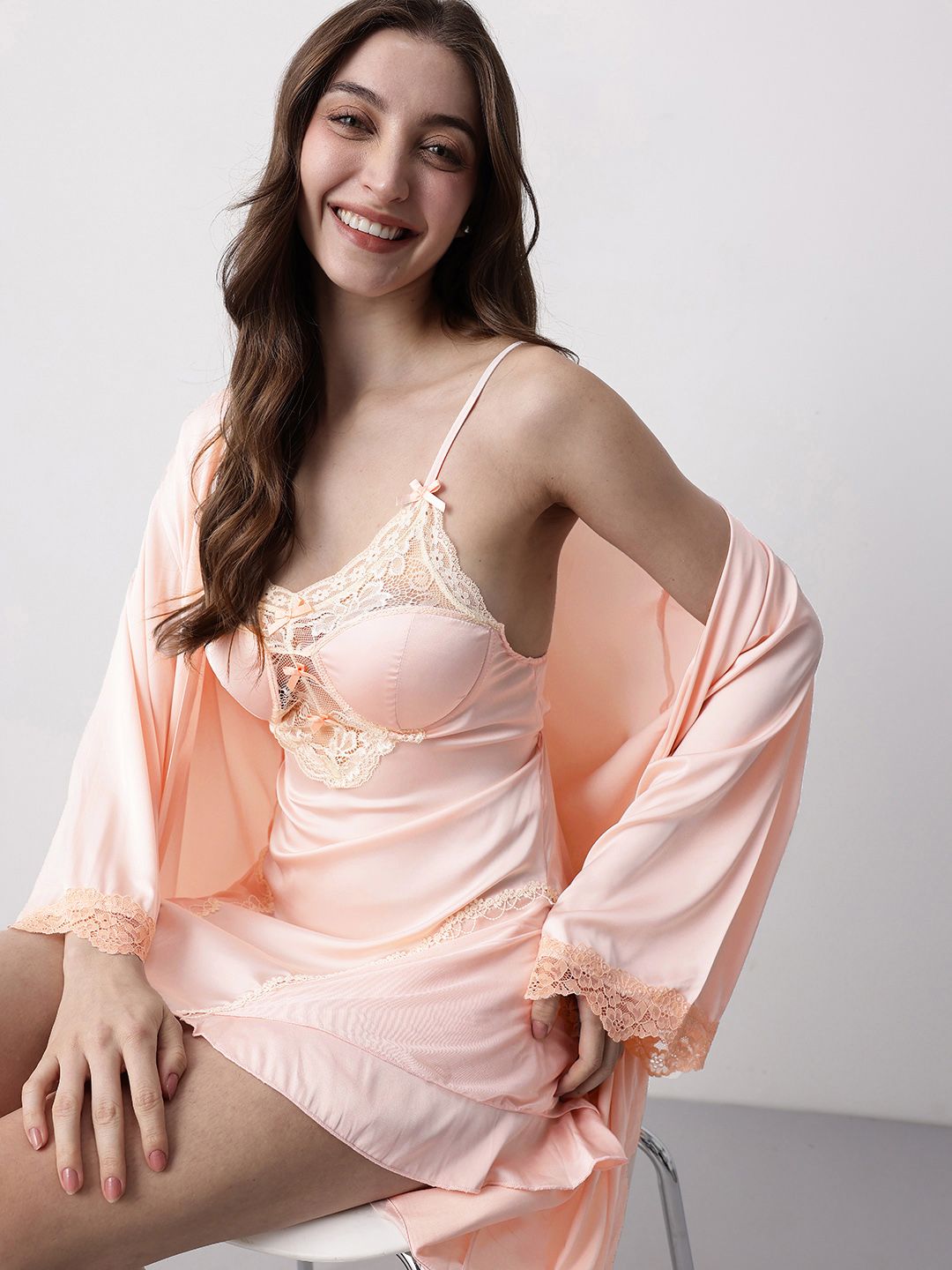 Mast & Harbour Lace Nightdress with Robe-picture-34