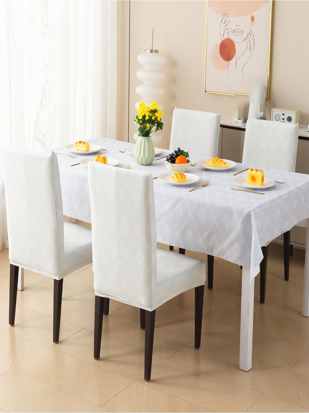HOUSE OF QUIRK Table Cover Waterproof for Kitchen Dining 1 Table Cover & 4 Chair Cover-picture-29
