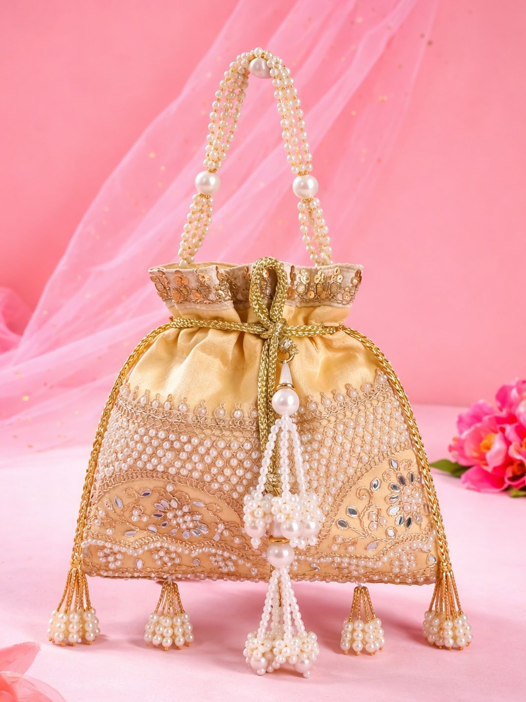 SUGARFRILL Embroidered Potli Clutch-picture-33