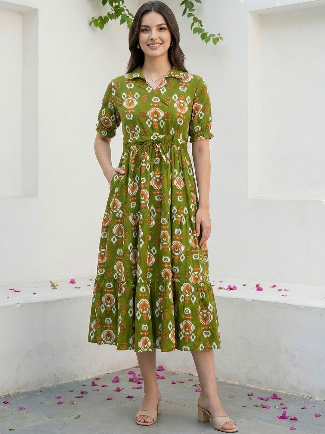 KALINI Floral Print Fit & Flare Midi Dress-picture-42