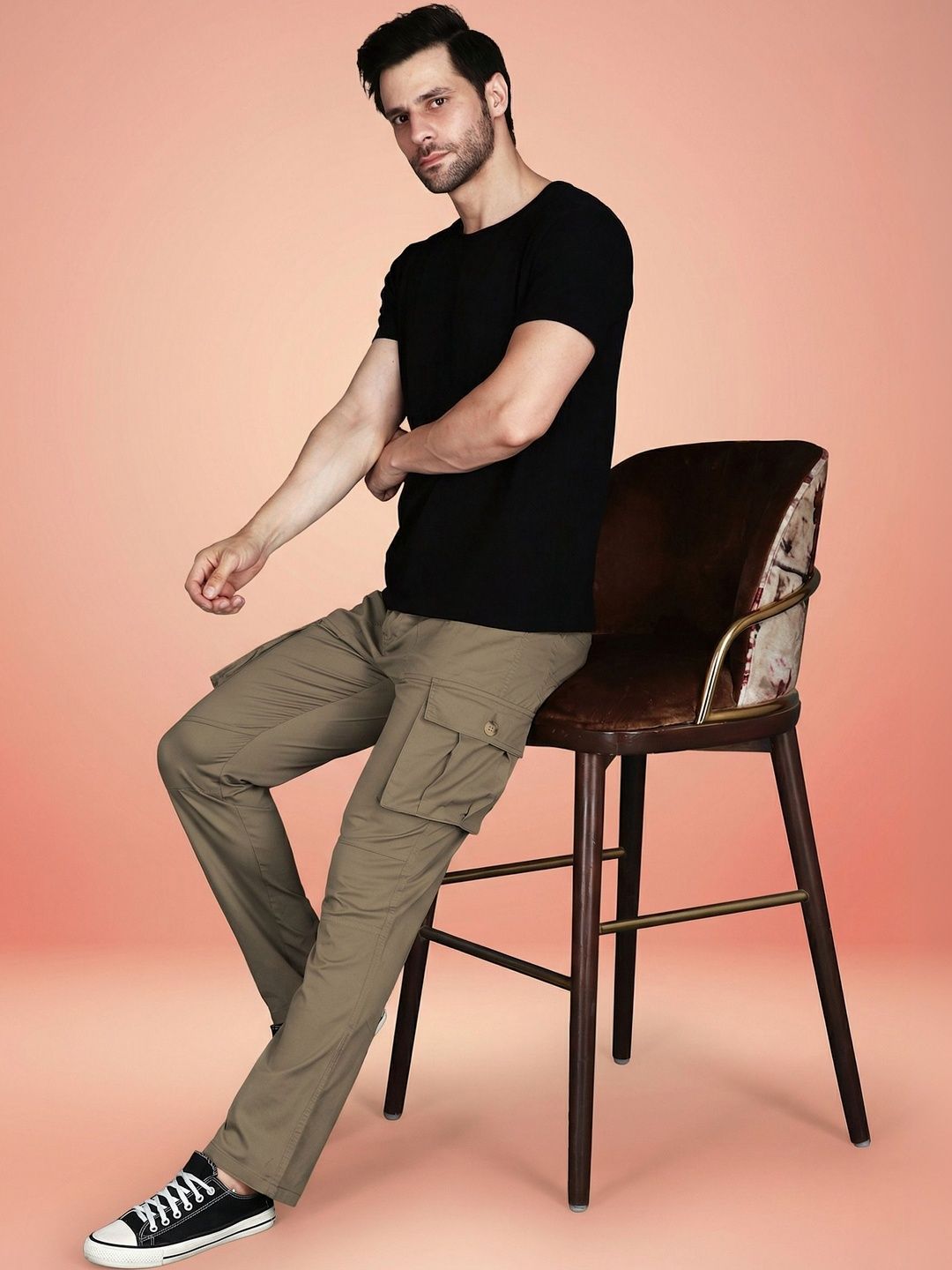 The Roadster Lifestyle Co Men Cotton Mid-Rise Cargos Trousers-image-20