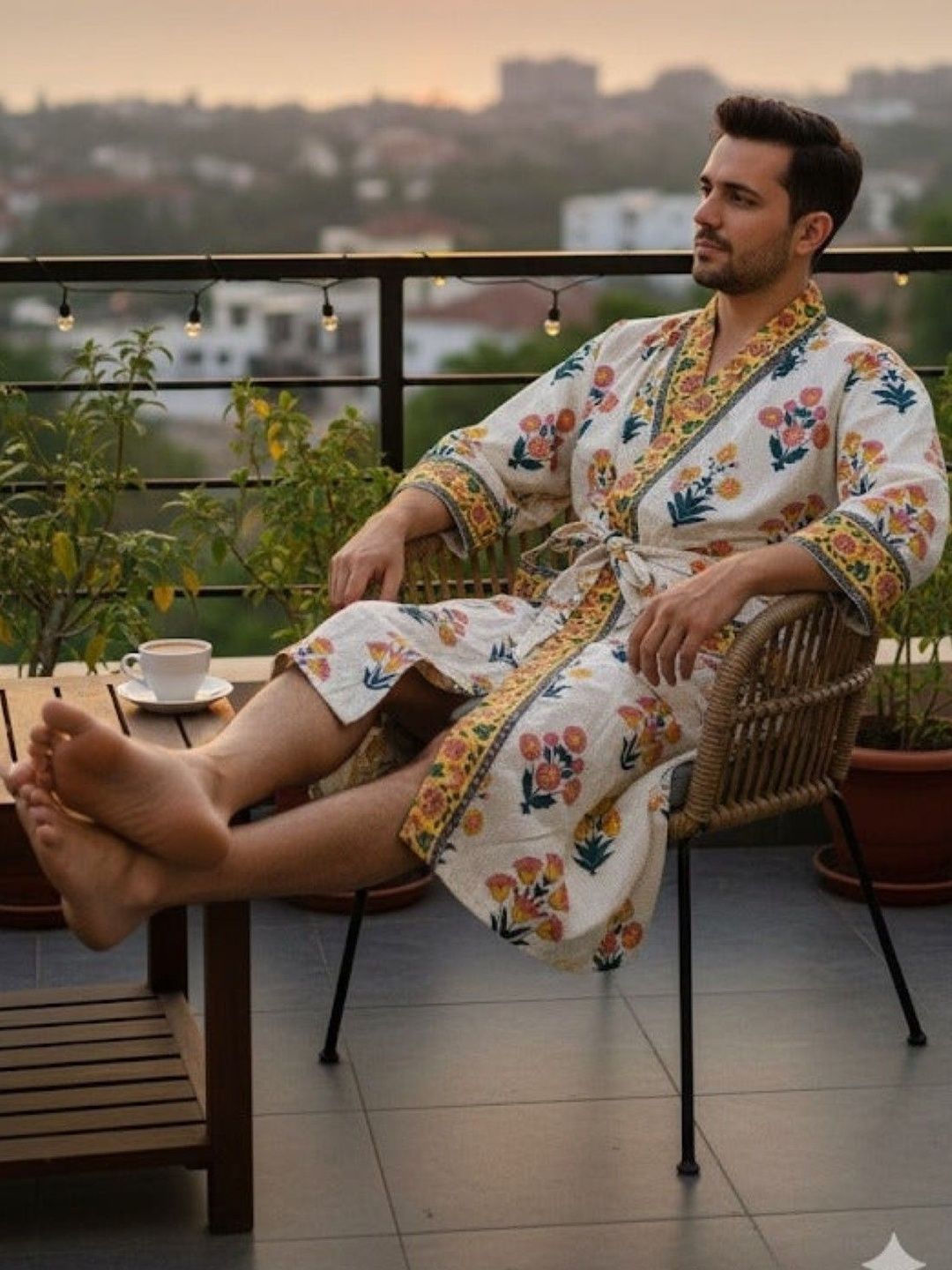 Gulaab Jaipur Printed Cotton Knee Length Bath Robe & Wraps-image-19