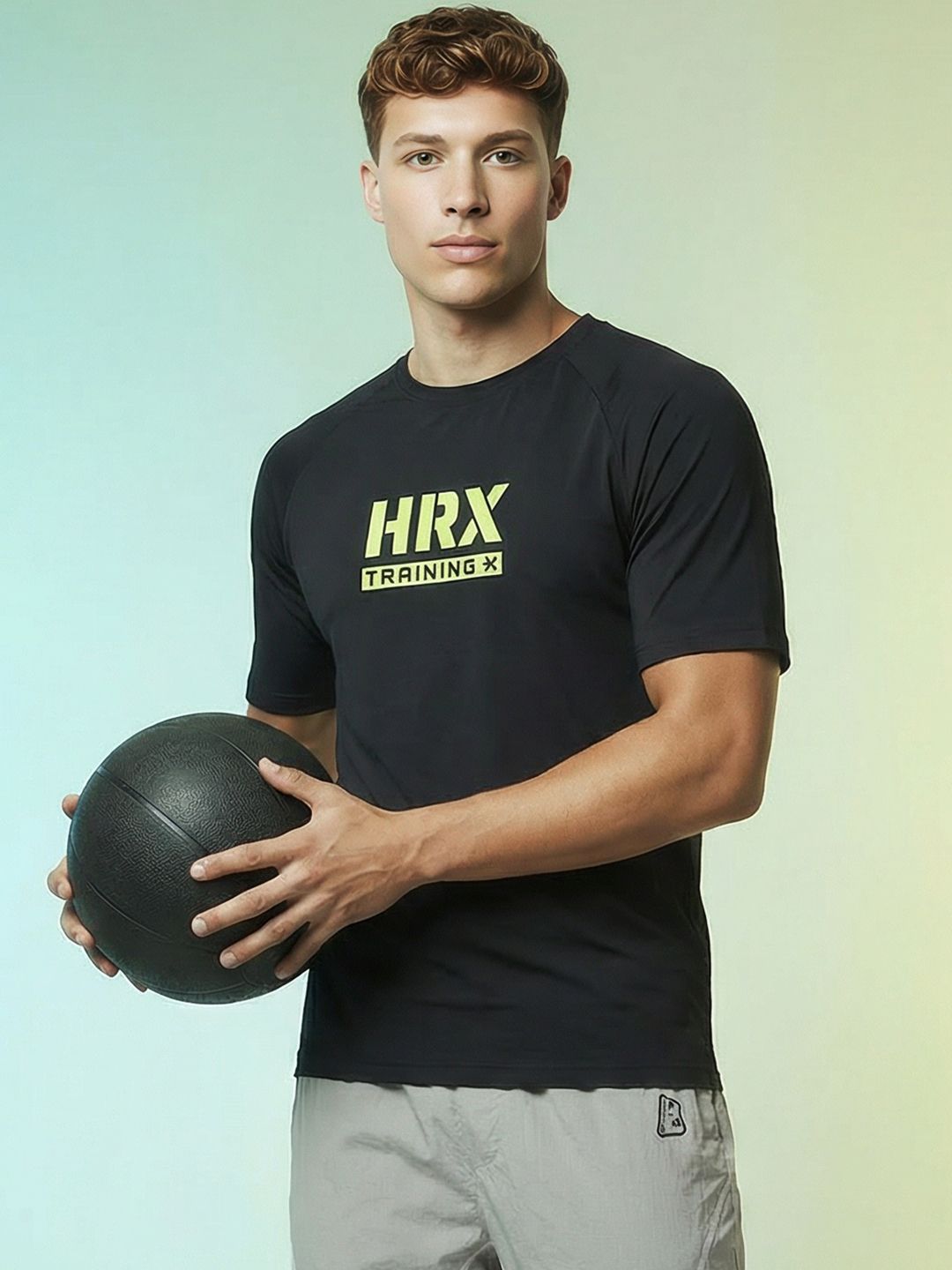 HRX by Hrithik Roshan Brand Logo Printed Rapid-Dry Training or Gym T-shirt-picture-36
