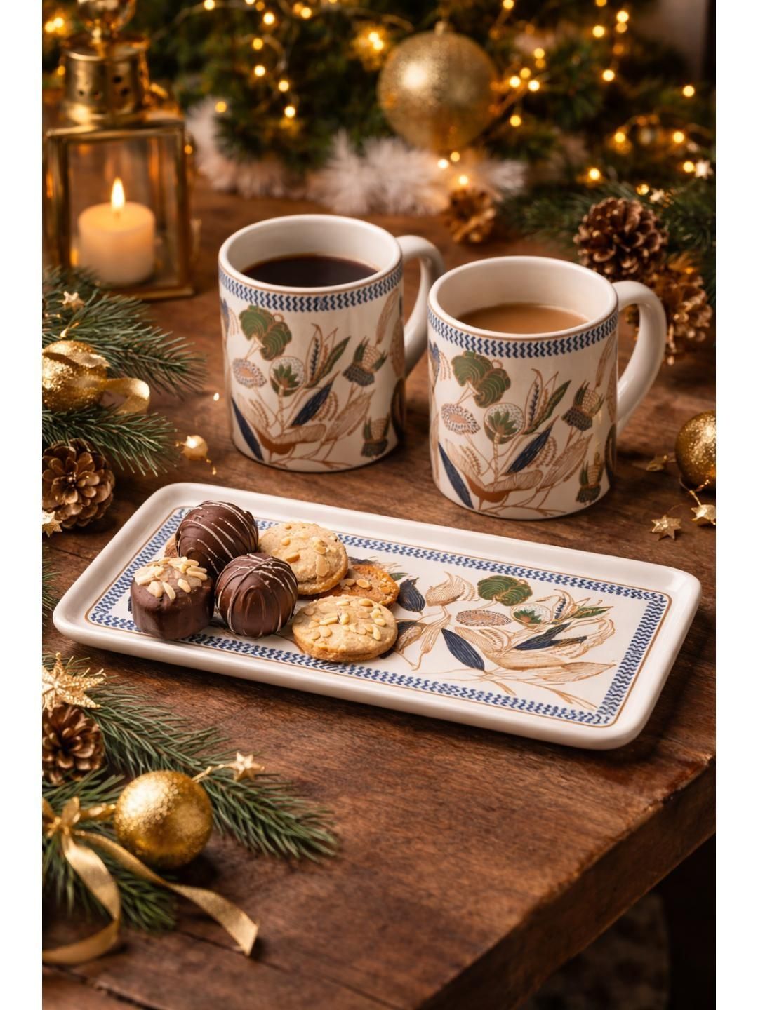 RUHANI HOMES Cream-Coloured Handcrafted and Hand Painted Printed Ceramic Glossy Mugs Set of Cups and Mugs-picture-55