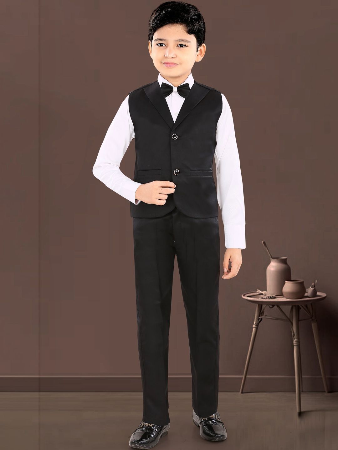 joley poley Boys Collarless 3 Piece Waistcoat and Trousers Suits-picture-23