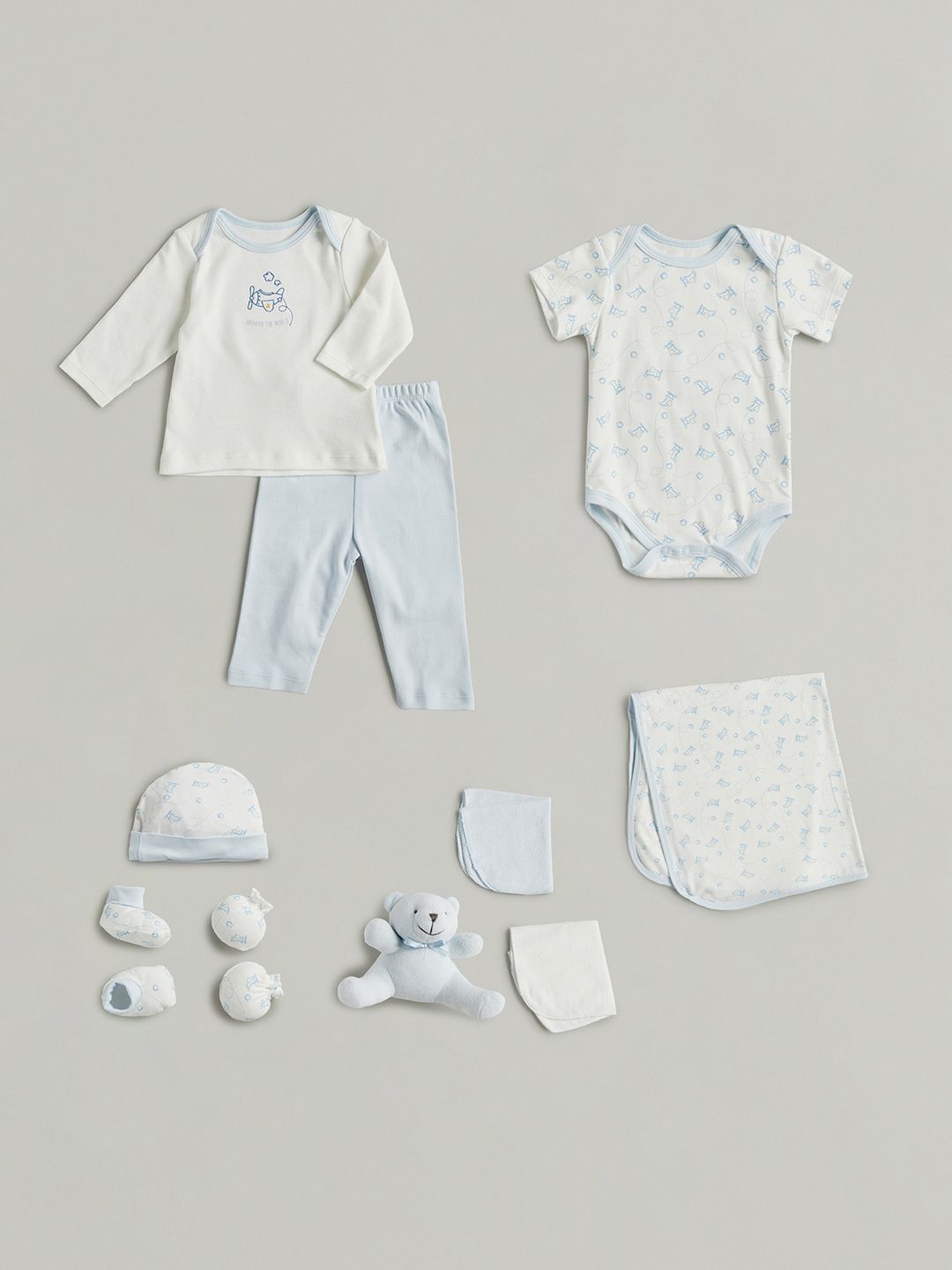 Juniors by Babyshop Boys Pack Of 12 Pure Cotton Baby Apparel Gift Set-picture-12