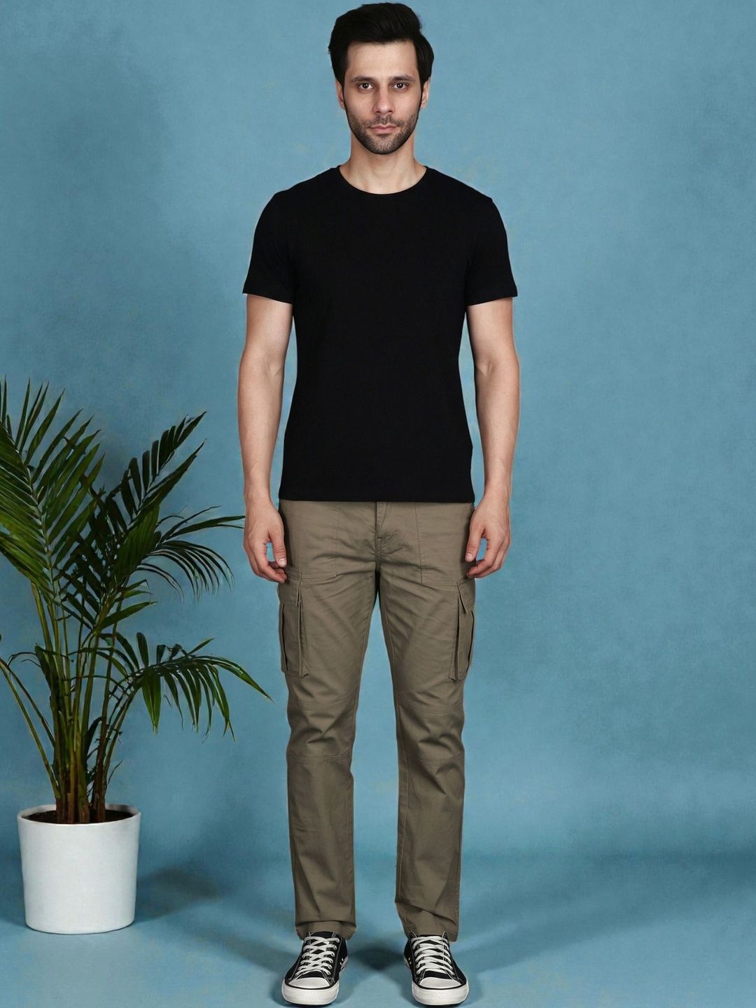 The Roadster Lifestyle Co Men Cotton Mid-Rise Cargos Trousers-picture-30