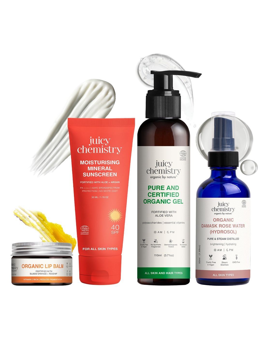 Juicy Chemistry Set Of 4 Rose Water, Sunscreen, Aloe Gel & Organic Lip Balm-image-46