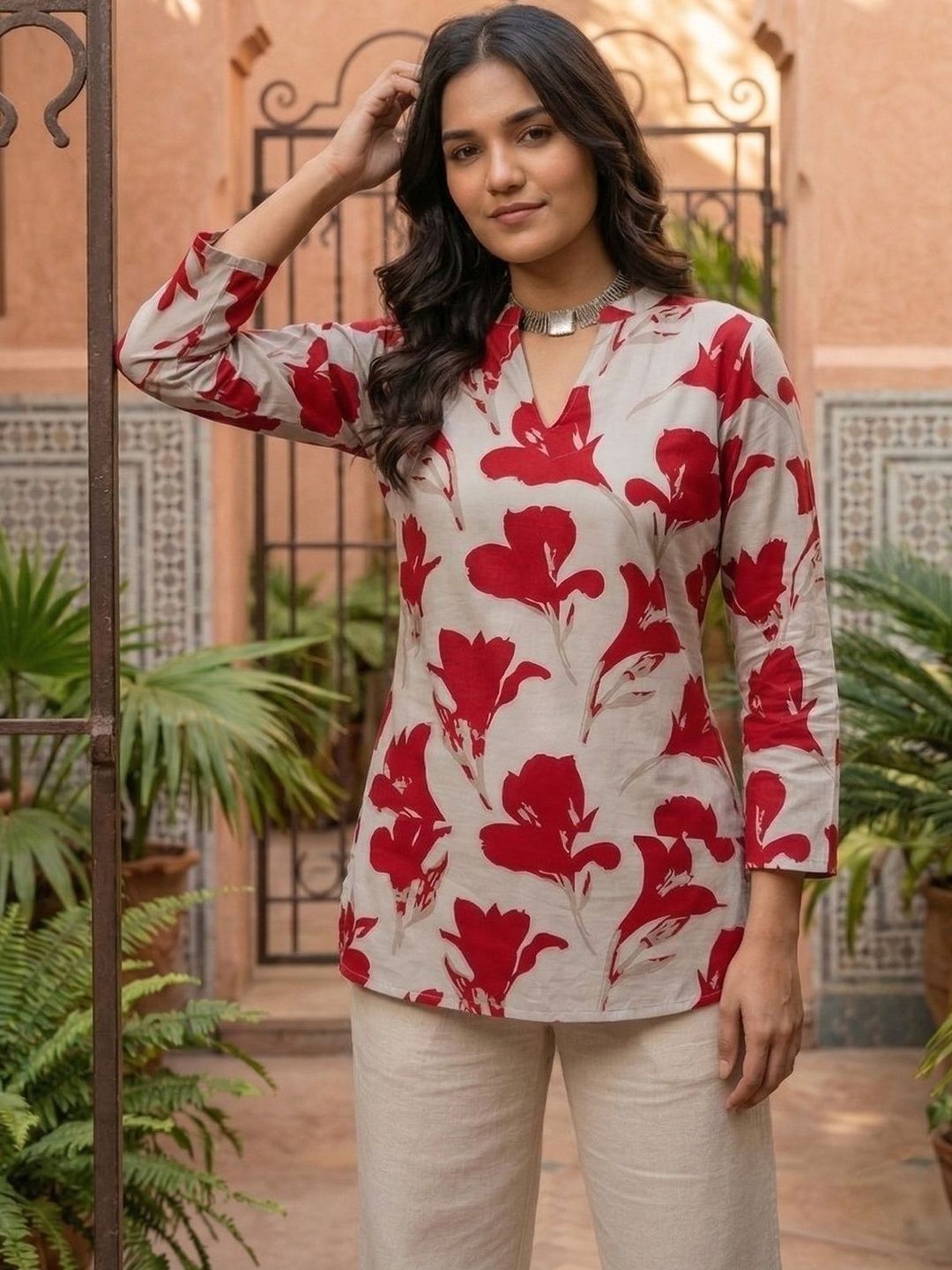 Anouk Mirage Floral Printed V-Neck Kurti-picture-34