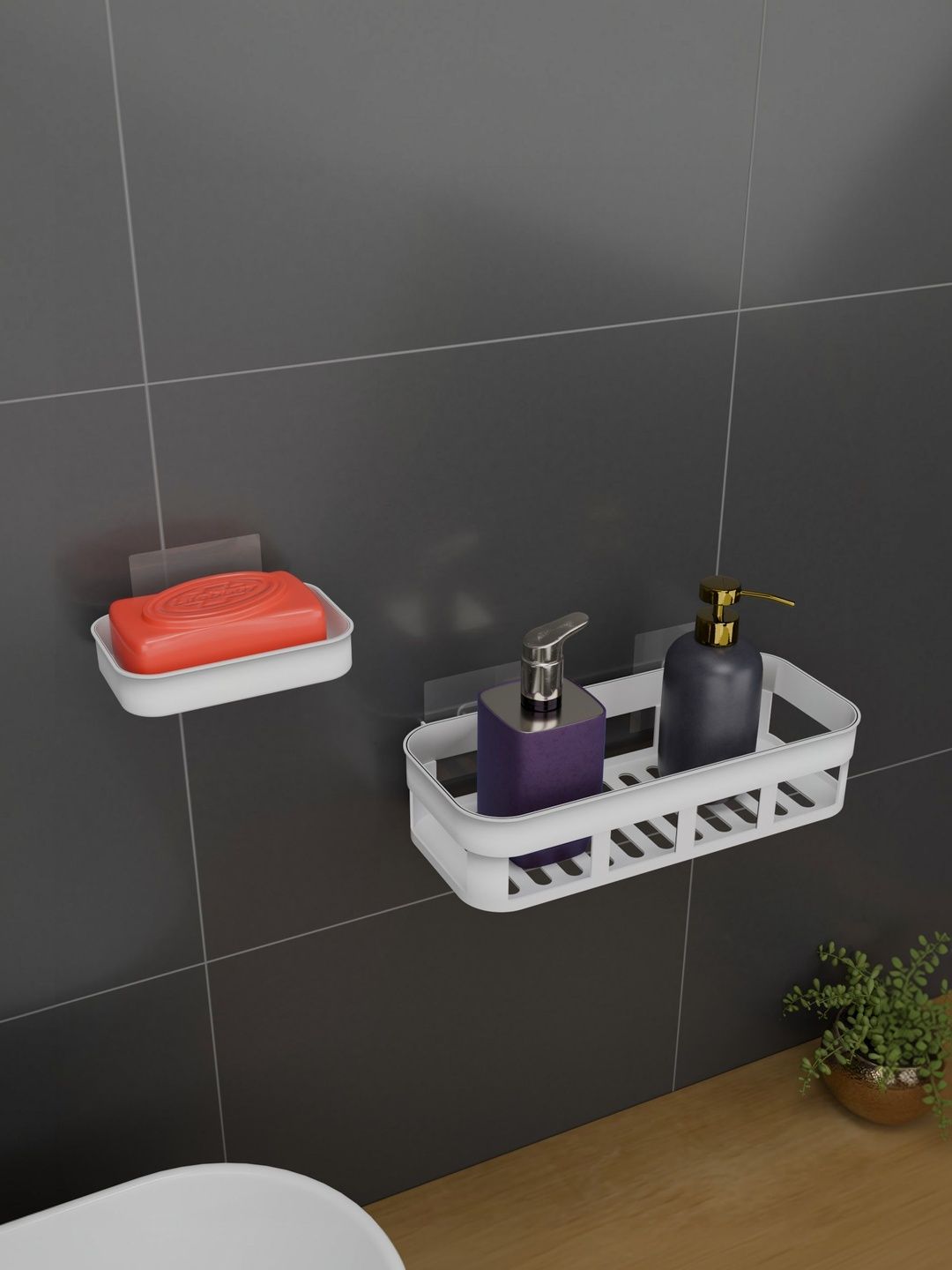 BESTZONE RETAIL MALL White 2 piece Solid Plastic Bathroom Caddy-picture-42