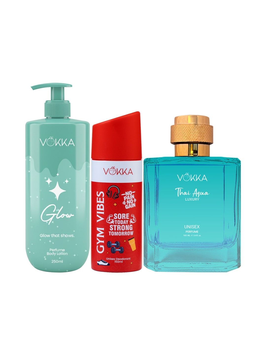 VOKKA Set Of 3 Gym Vibes Deodorant With Thai Aqua Perfume & Glow Body Lotion-image-48