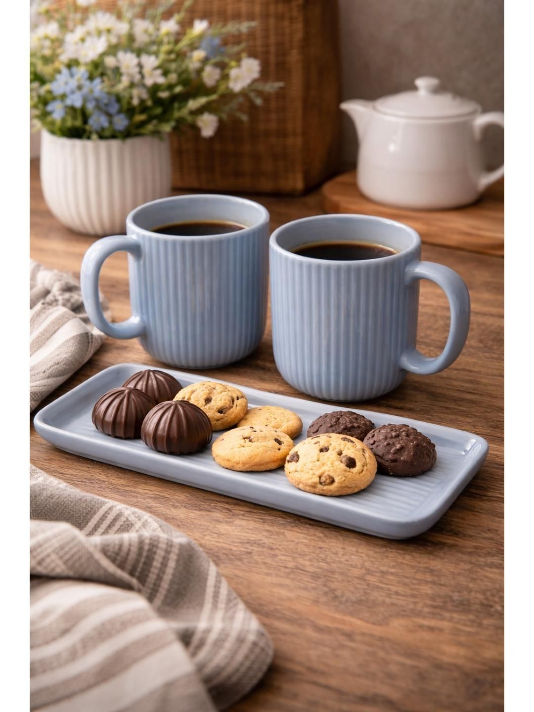 RUHANI HOMES Purple Handcrafted and Hand Painted Textured Ceramic Glossy Mugs Set of Cups and Mugs-picture-58