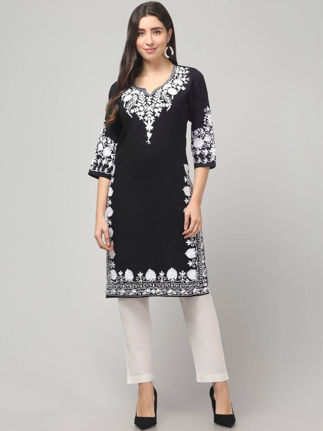 ASAD GARMENTS Embroidered V-Neck Kurti-picture-13