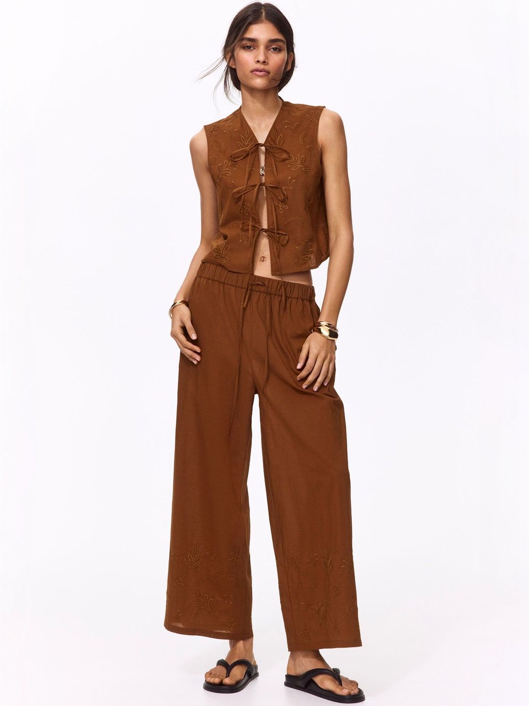 H&M Embroidered Cotton Trousers-picture-20