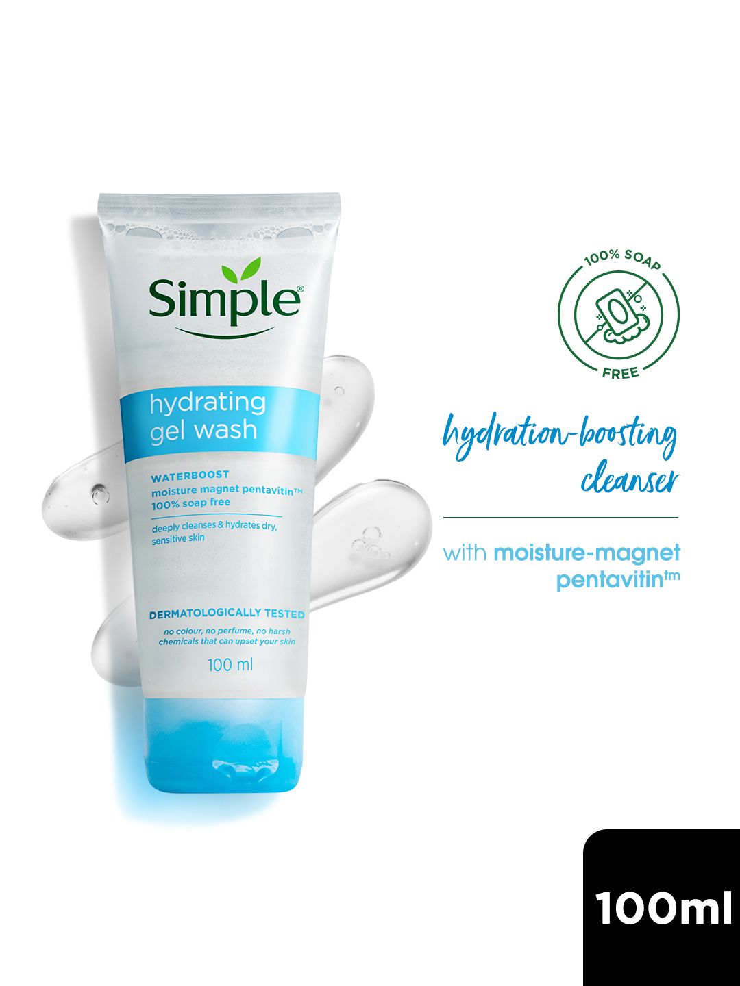 Simple Hydrating 100% Soap Free Gel Face Wash with Pentavitin - 100 ml-image-30