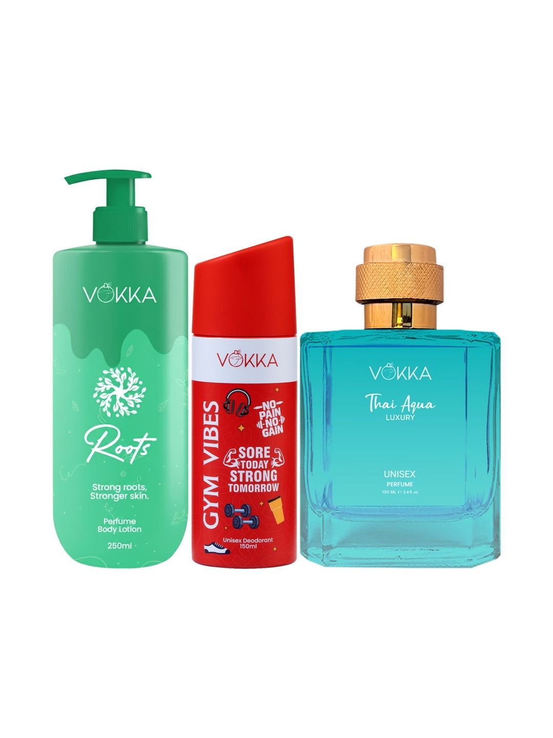 VOKKA Set Of 3 Gym Vibes Deodorant With Thai Aqua Perfume & Roots Body Lotion-picture-42