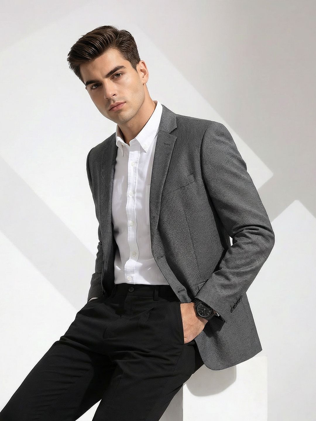 INVICTUS Notched Lapel Single-Breasted Formal Blazer-picture-29