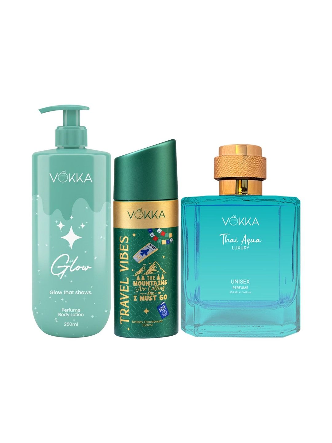 VOKKA Set Of 3 Travel Vibes Deodorant With Thai Aqua Perfume & Glow Body Lotion-image-49