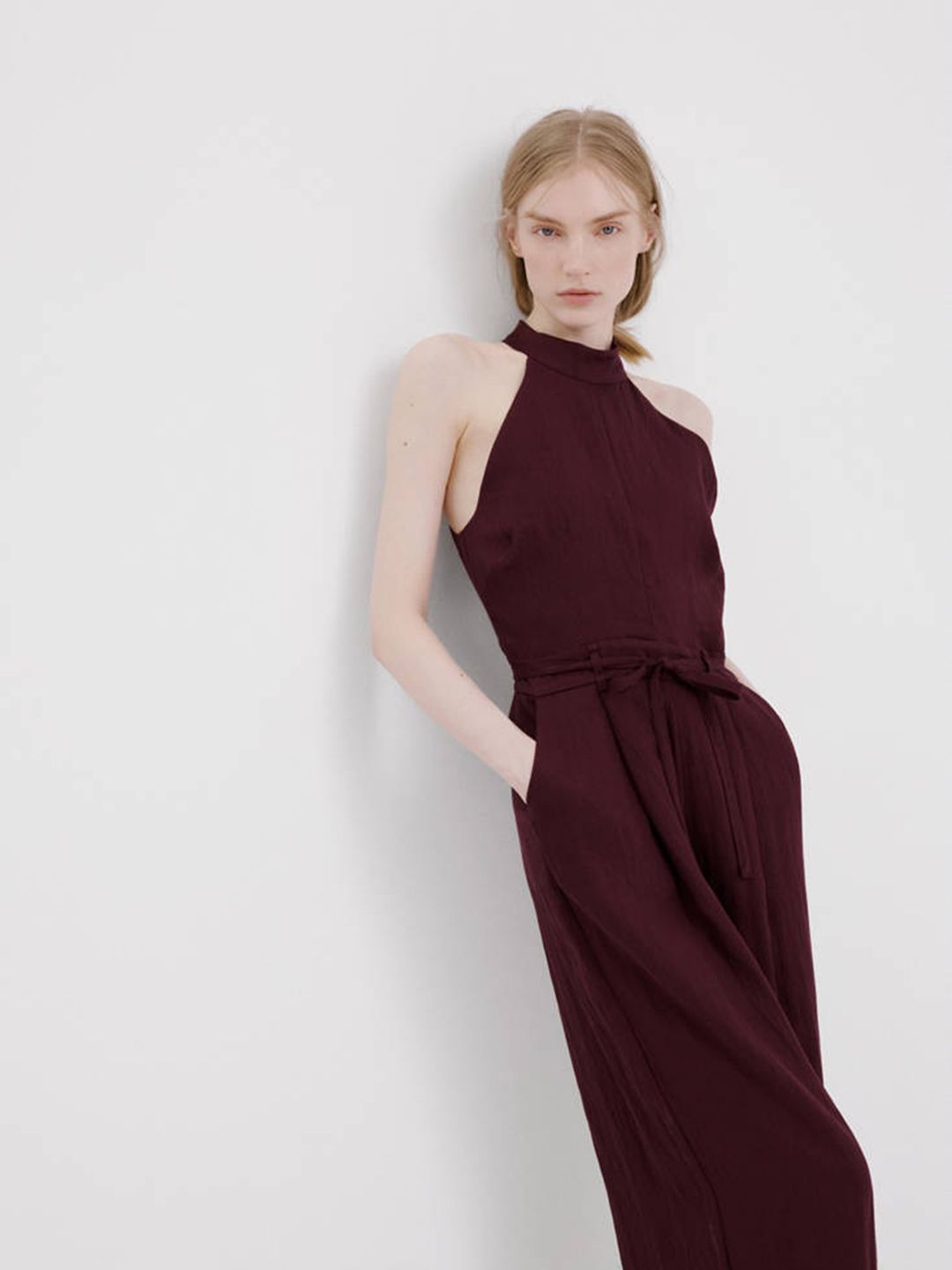 MANGO Halter Neck Waist Tie-Ups Jumpsuits-picture-30