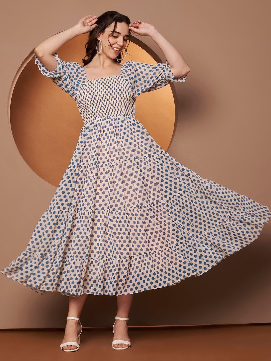 ZWERLON Floral Print Applique A-Line Midi Dress-picture-14