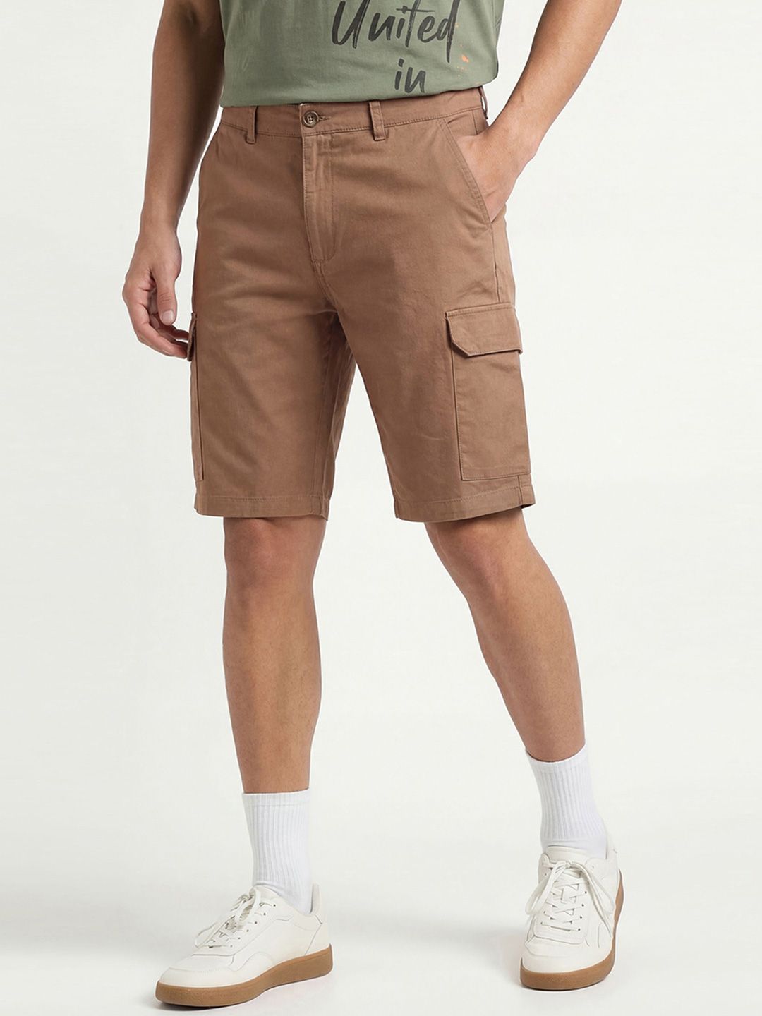 United Colors of Benetton Solid Comfort Fit Cargo Shorts-picture-38