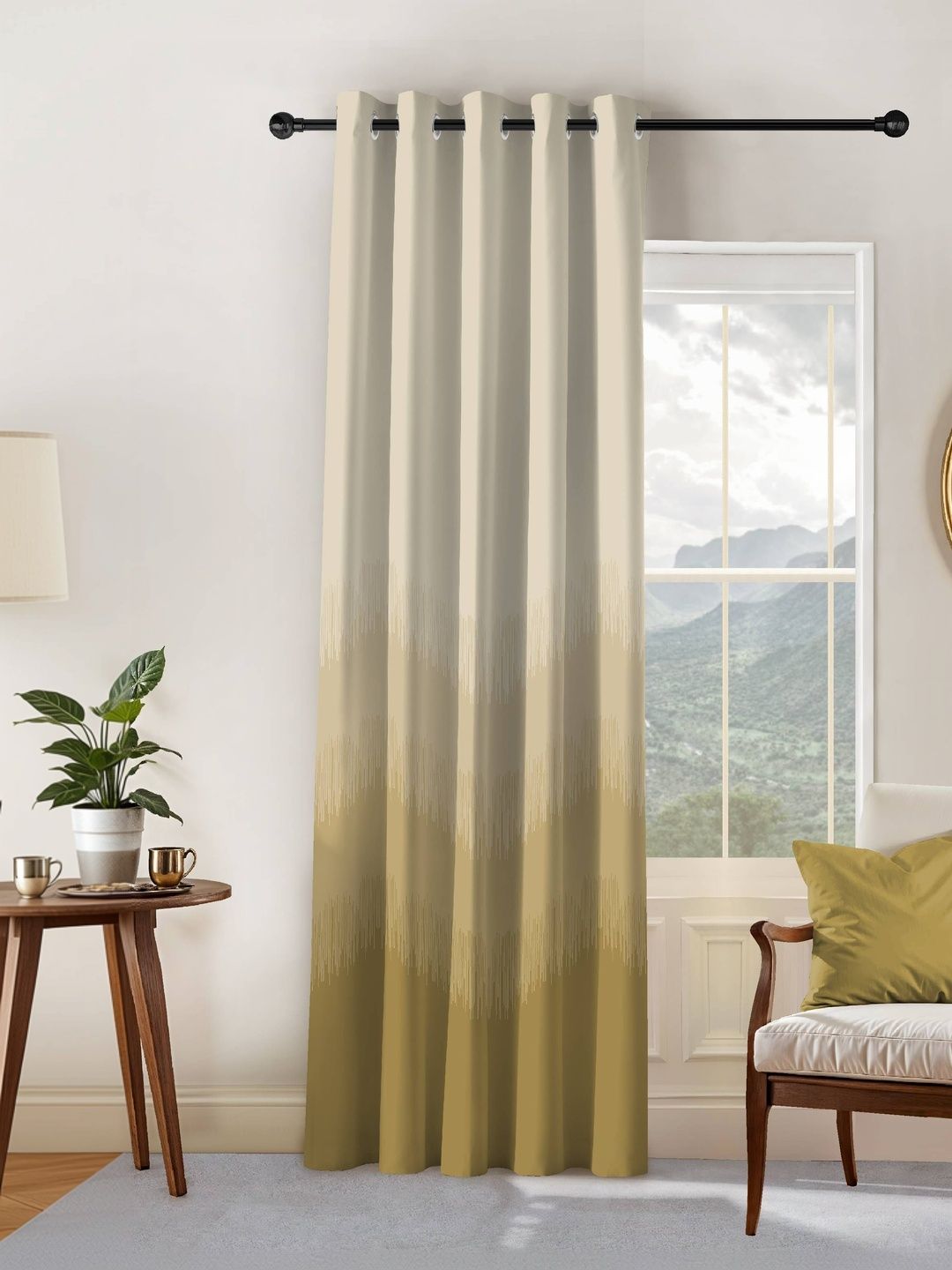 Myntra Elegant Homes Mustard Black Out Long Door Curtain-picture-42