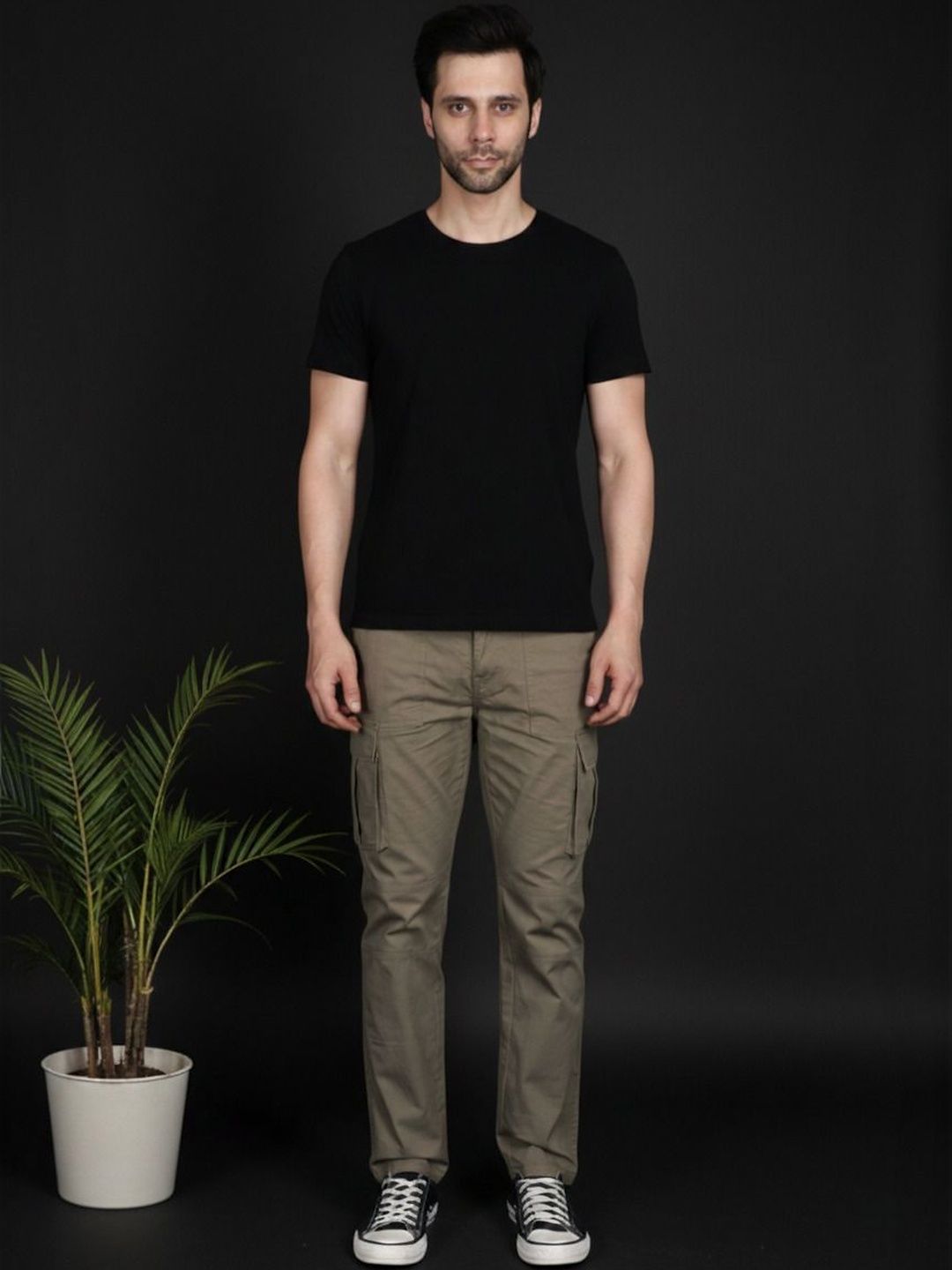 The Roadster Lifestyle Co Men Cotton Mid-Rise Cargos Trousers-picture-29