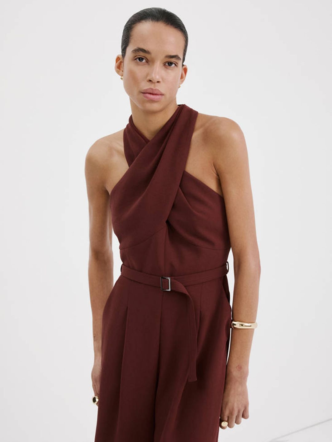 MANGO Halter Neck Waist Tie-Ups Jumpsuits-picture-11