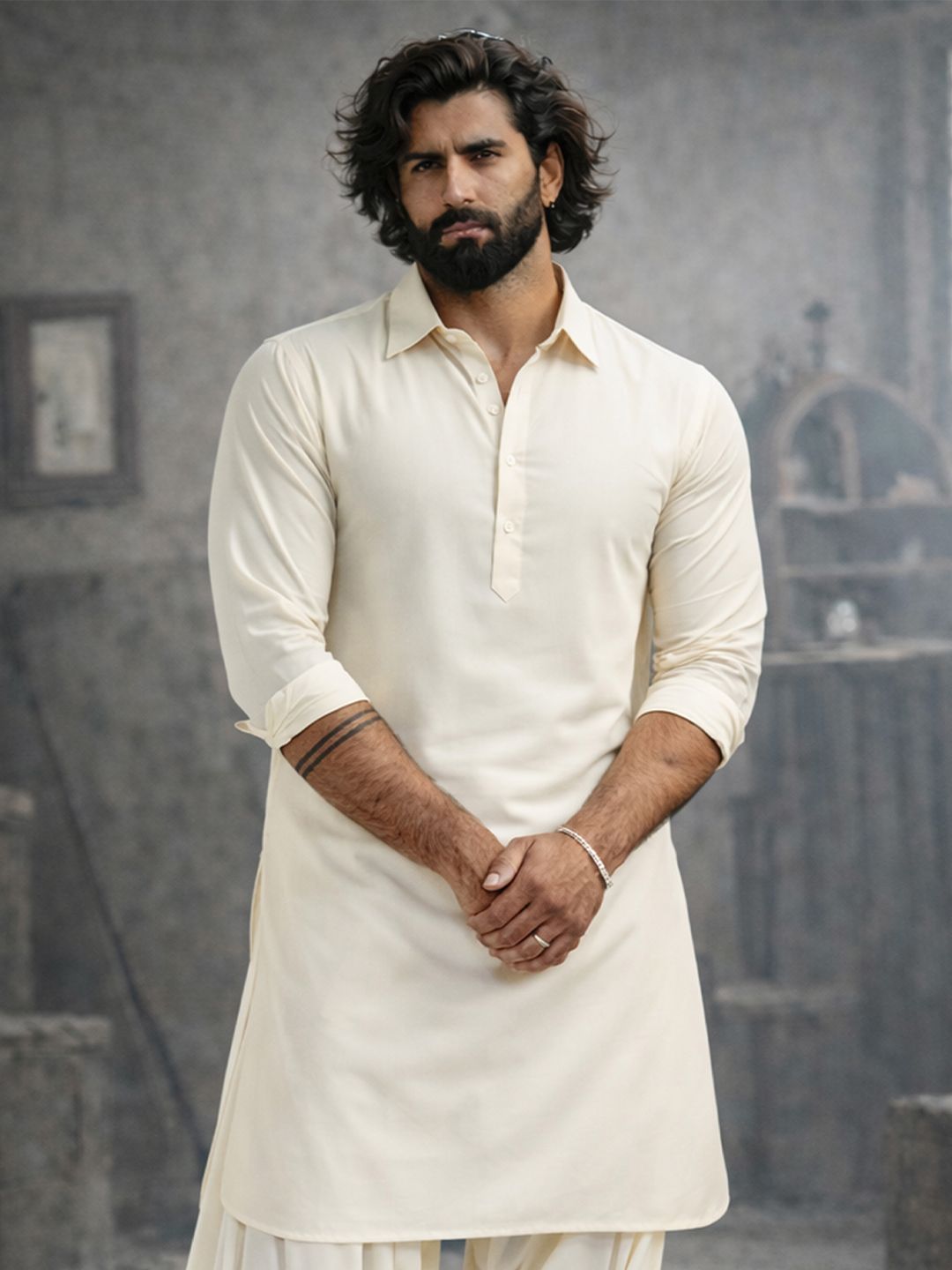 VASTRAMAY Men Satin Blend Pathani Kurta-picture-56