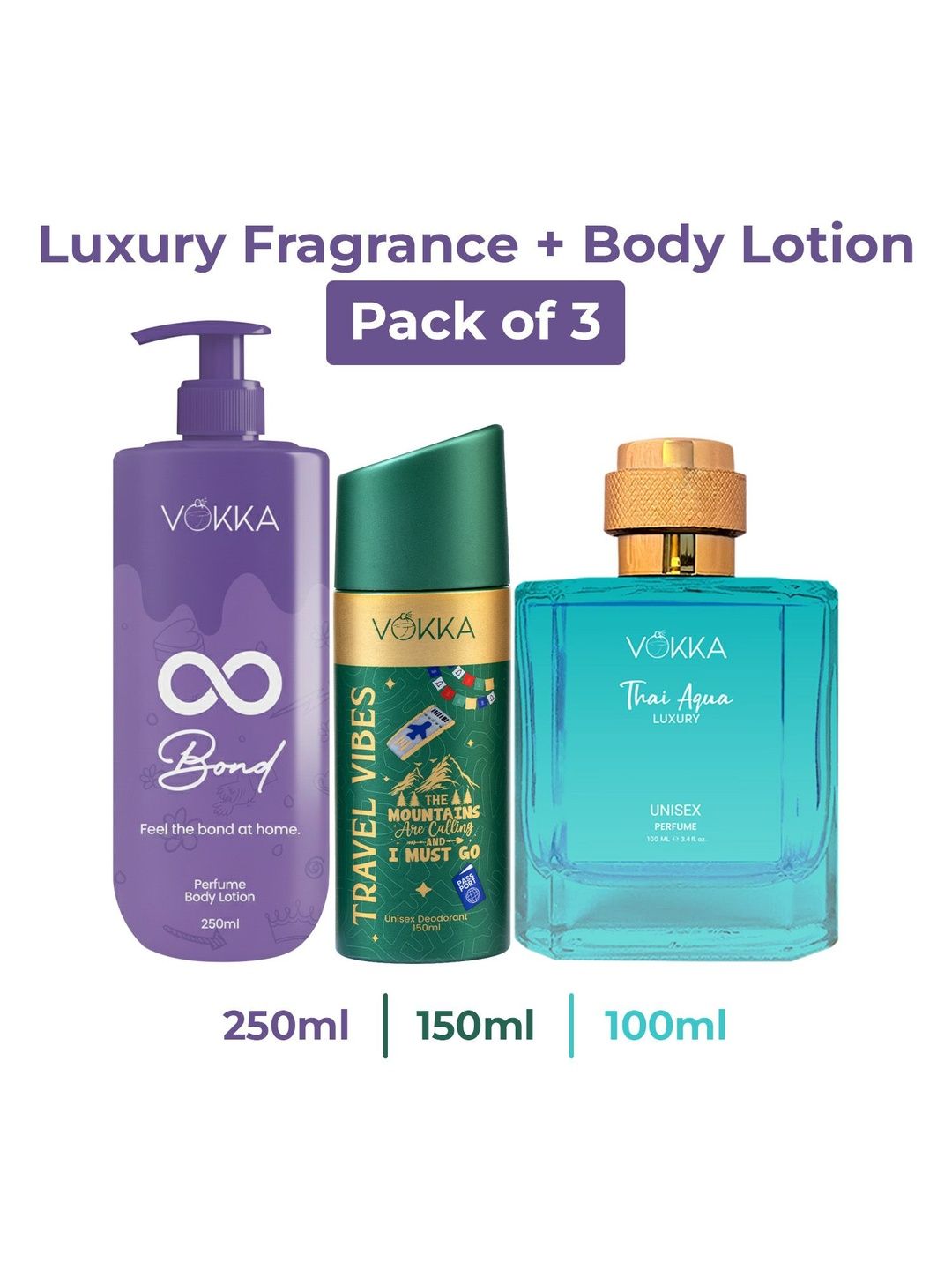 VOKKA Set Of 3 Travel Vibes Deodorant With Thai Aqua Perfume & Bond Body Lotion-image-47