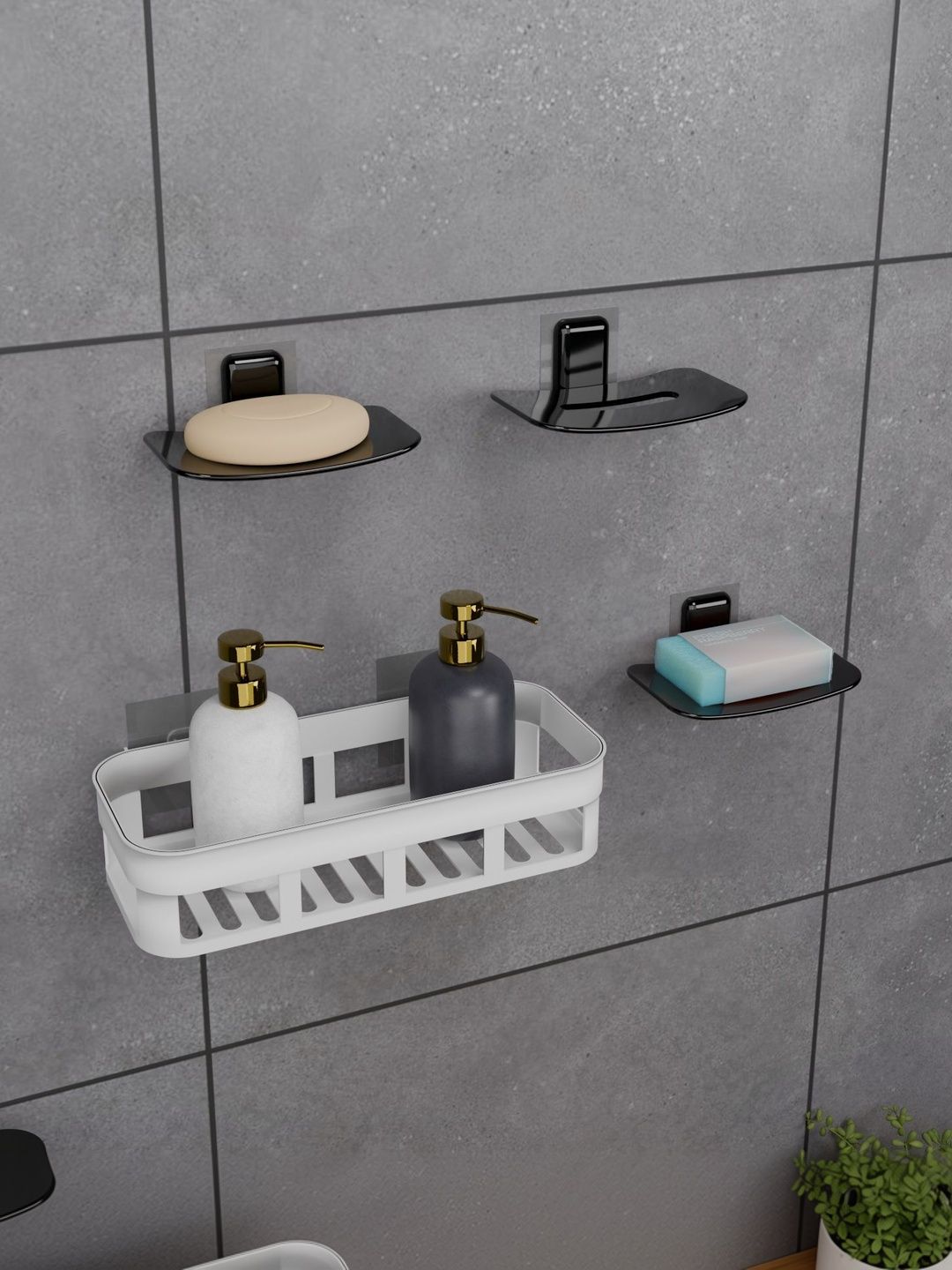BESTZONE RETAIL MALL White 4 piece Solid Plastic Bathroom Caddy-picture-20
