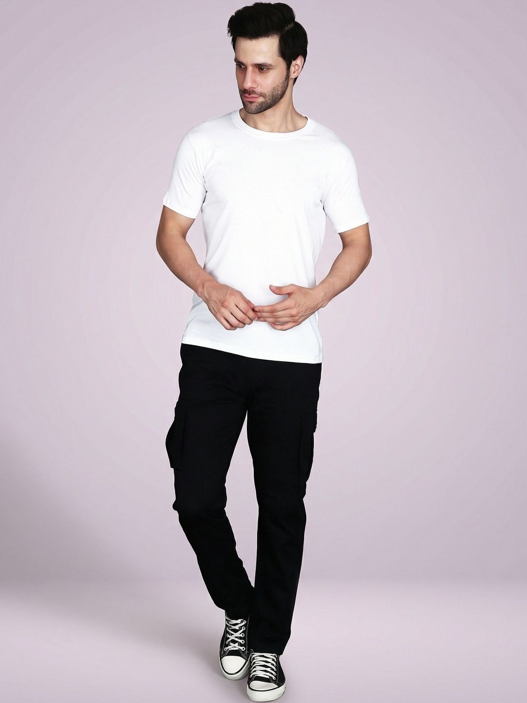 The Roadster Lifestyle Co Men Cotton Mid-Rise Cargos Trousers-image-7