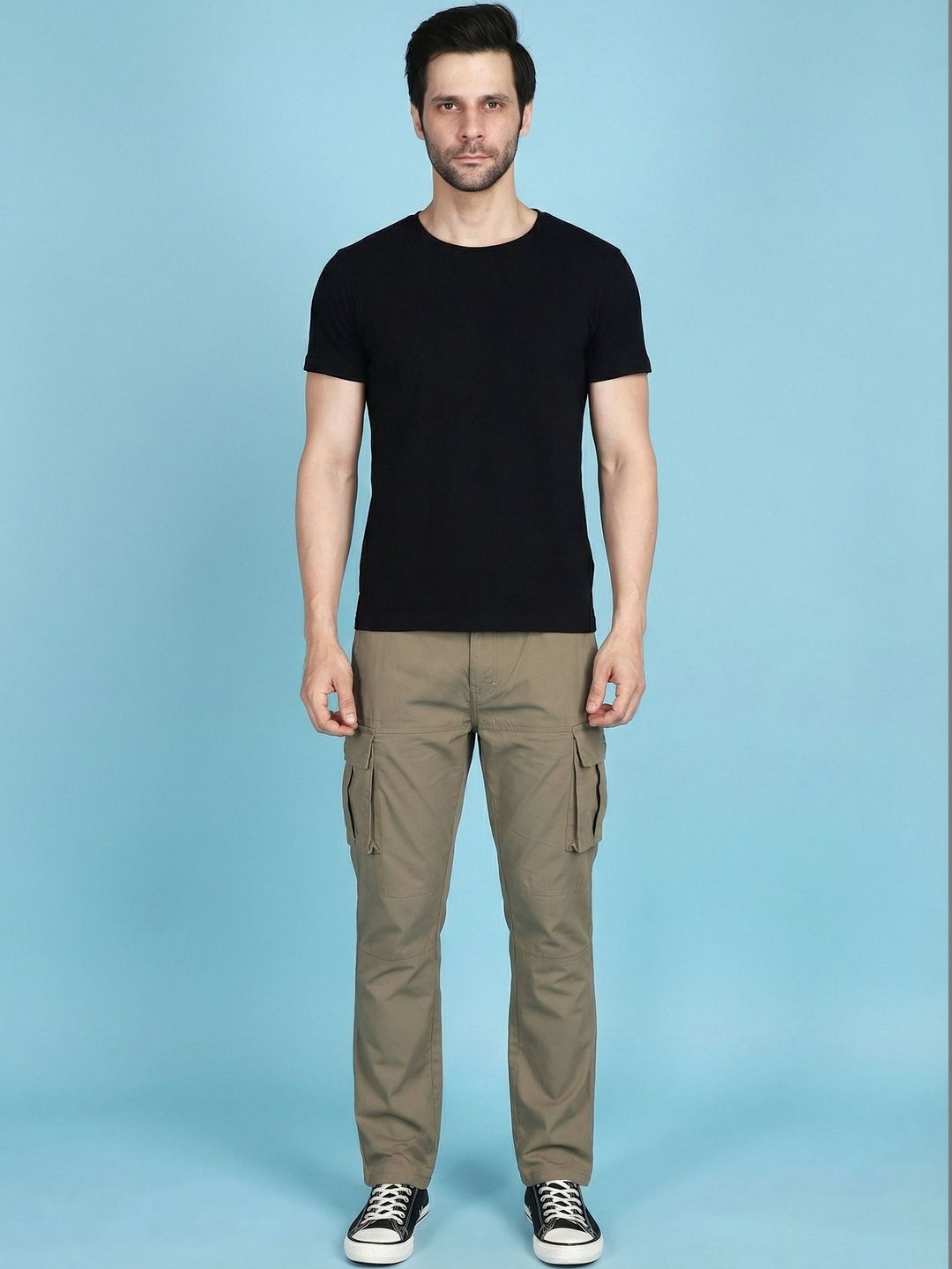 The Roadster Lifestyle Co Men Cotton Mid-Rise Cargos Trousers-picture-32